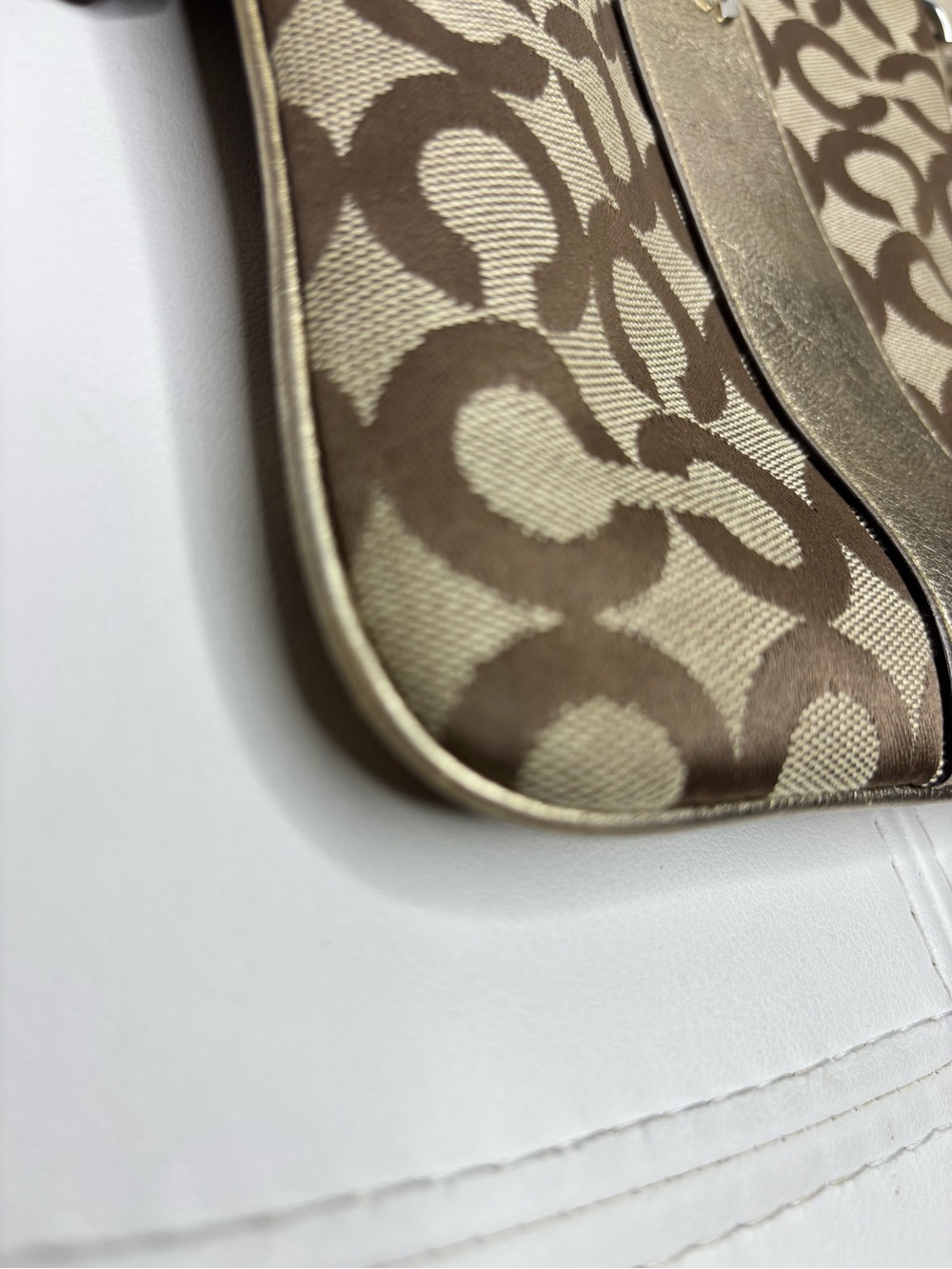 Coach Signature Stripe File Bag / Crossbody Pouch in Brown & Gold - Picture 4 of 16